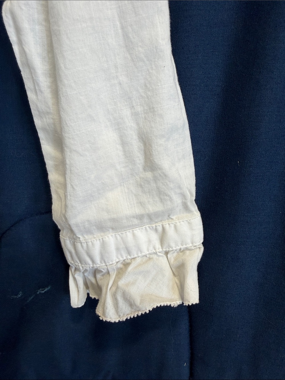 Lauren Ralph Lauren White Ruffled V-Neck Cotton Blouse - Picture 4 of 6